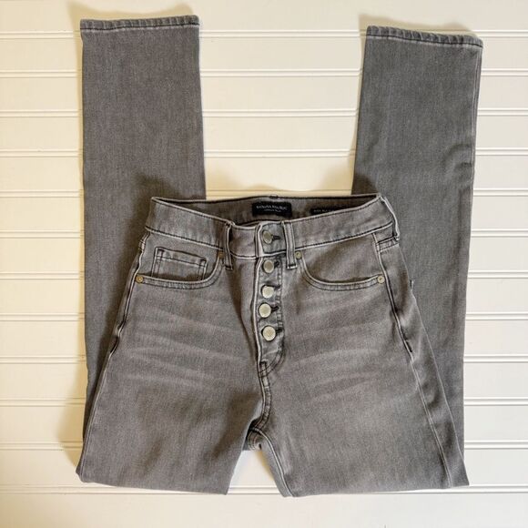 Banana Republic Premium Denim Gray High-Rise Slim Jeans Size 25 - Picture 1 of 7